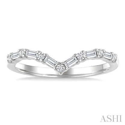 Chevron Baguette Diamond Stackable Fashion Ring