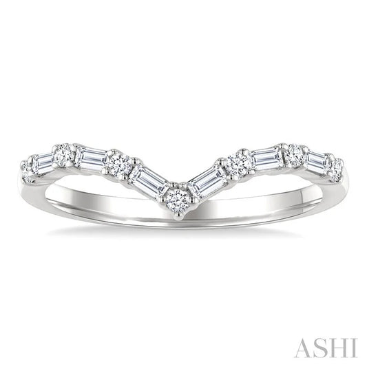 Chevron Baguette Diamond Stackable Fashion Ring
