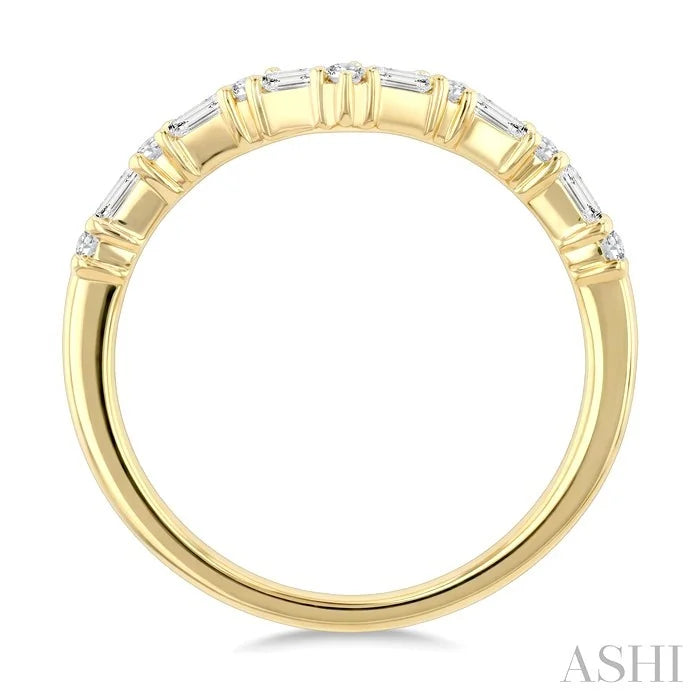 Chevron Baguette Diamond Stackable Fashion Ring