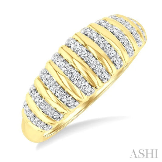Ribbed Diamond Fashion Dome Ring