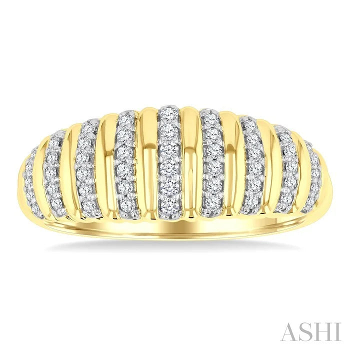 Ribbed Diamond Fashion Dome Ring