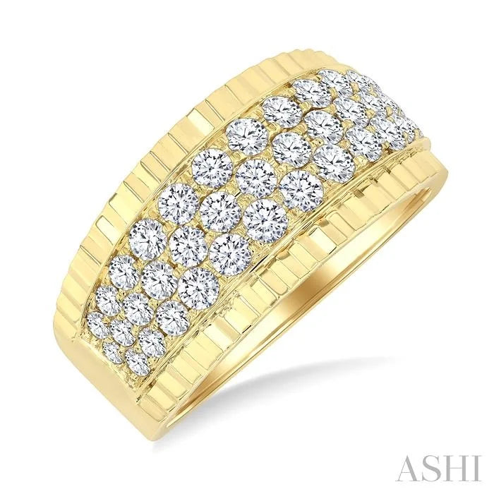 3 Row Diamond Wide Band