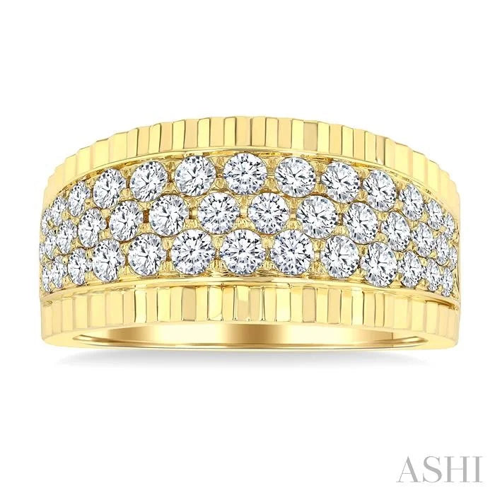 3 Row Diamond Wide Band
