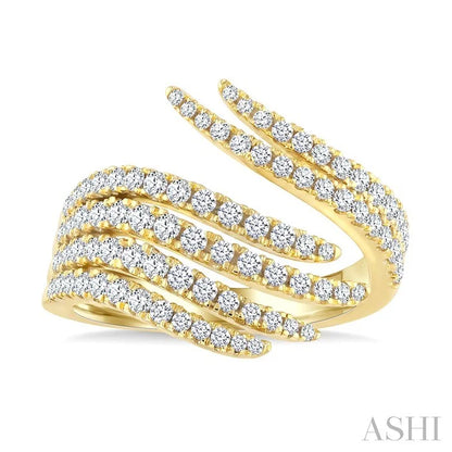 Feather Pave-Set Diamond Fashion Ring