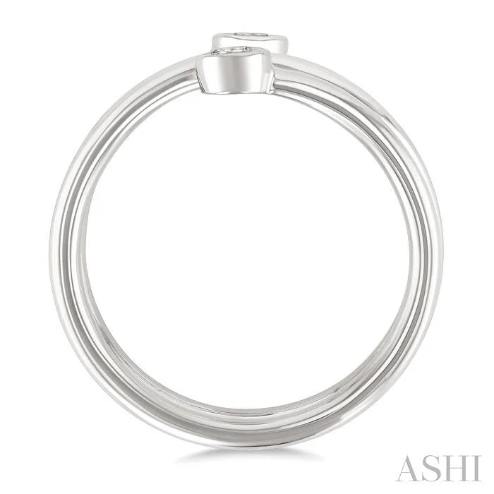Round Shape Bezel Double Coil Diamond Fashion Ring