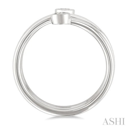 Round Shape Bezel Double Coil Diamond Fashion Ring