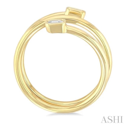 Emerald Shape Bezel Double Coil Diamond Fashion Ring