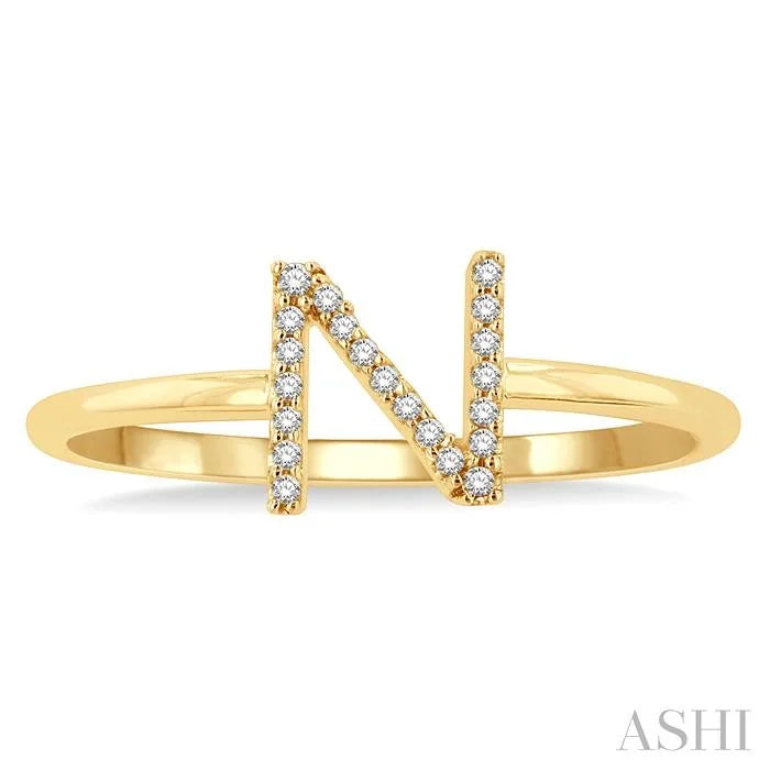 Block 'N' Initial Diamond Ring