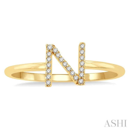 Block 'N' Initial Diamond Ring