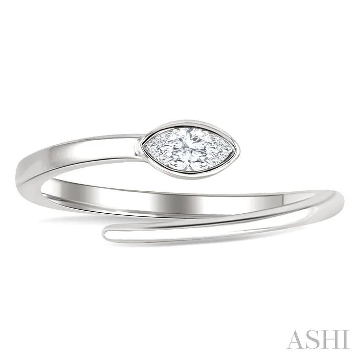 Marquise Shape Bezel Bypass Diamond Fashion Ring
