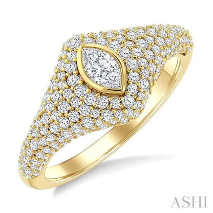 Pave-Set Marquise Shape Diamond Fashion Signet Ring