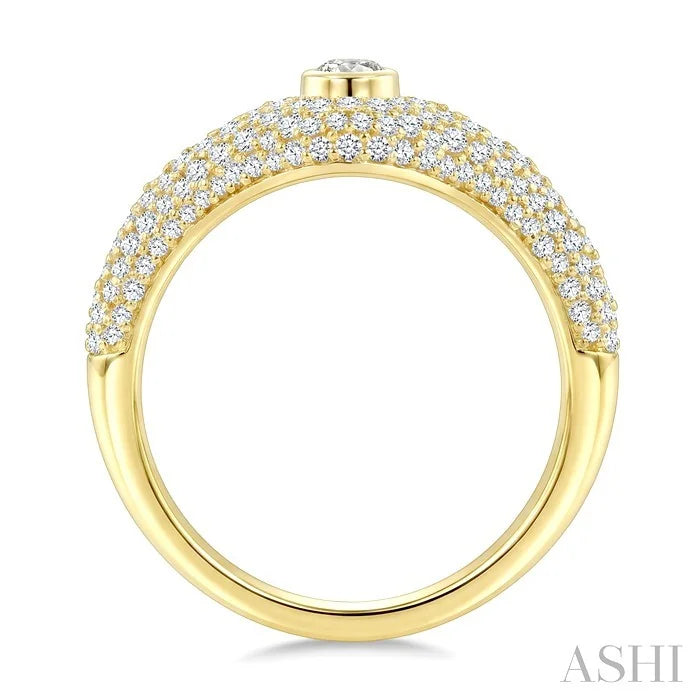 Pave-Set Oval Shape Diamond Fashion Signet Ring