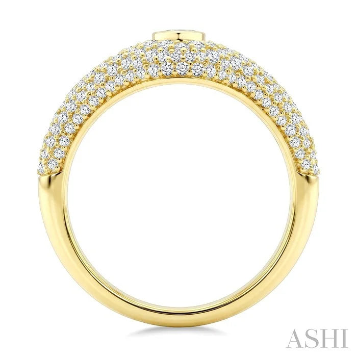 Pave-Set Pear Shape Diamond Fashion Signet Ring