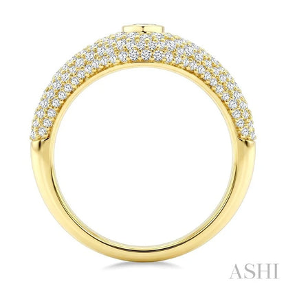 Pave-Set Pear Shape Diamond Fashion Signet Ring