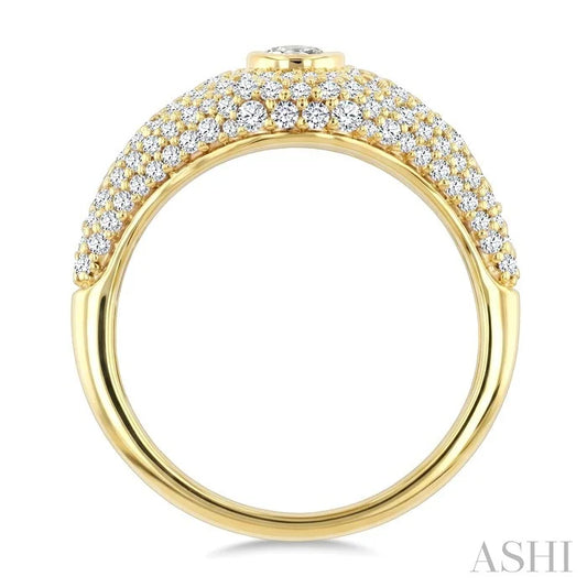 Pave-Set Round Shape Diamond Fashion Signet Ring