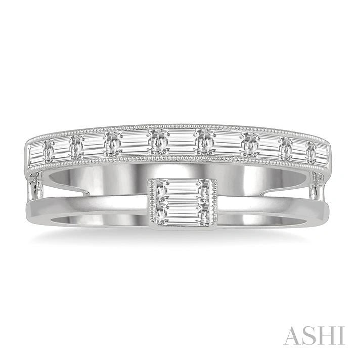 Double Row East-West Baguette Diamond Fashion Ring