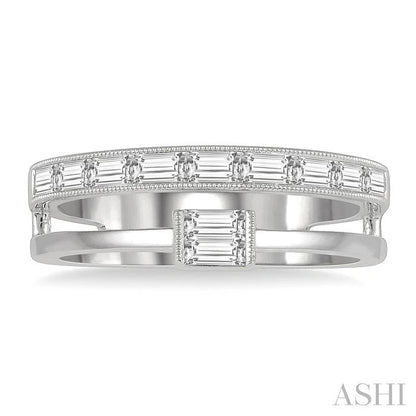 Double Row East-West Baguette Diamond Fashion Ring