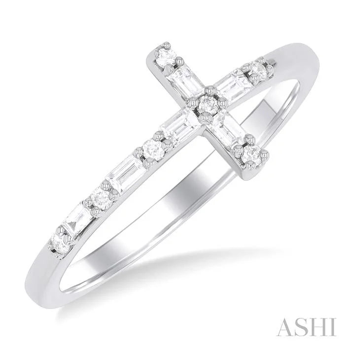 Sideway Cross Baguette Diamond Fashion Ring