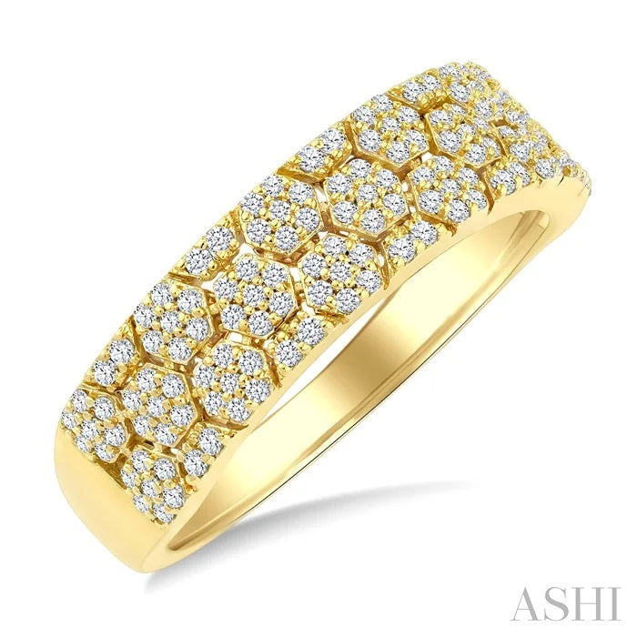 Hexagon Shape Honeycomb Diamond Fashion Band