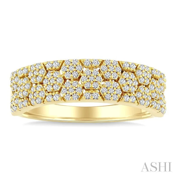 Hexagon Shape Honeycomb Diamond Fashion Band