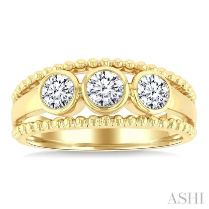 Bead Bijoux 3 Stone Bezel Diamond Fashion Ring
