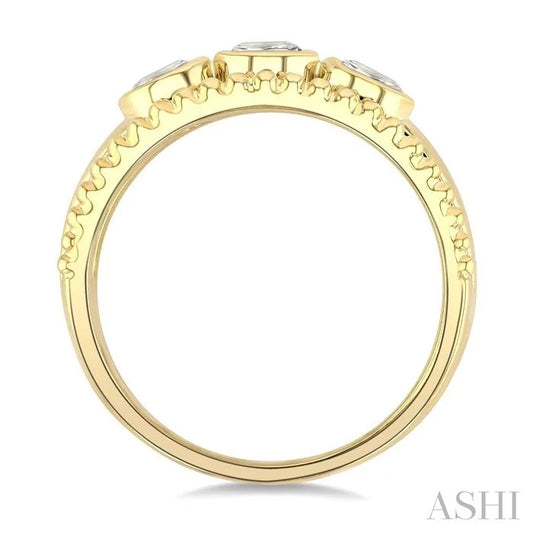 Bead Bijoux 3 Stone Bezel Diamond Fashion Ring