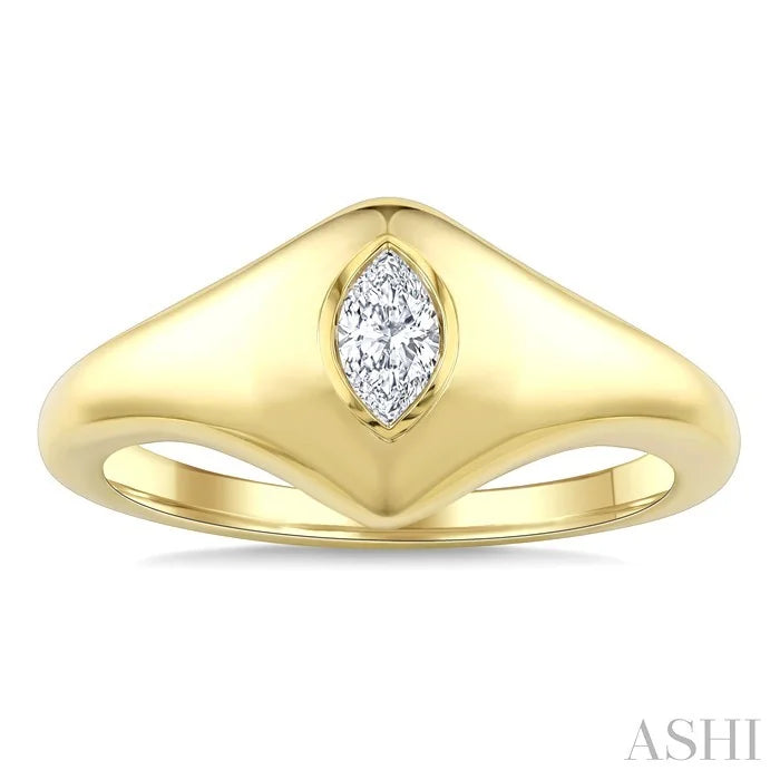 Golden Glow Marquise Shape Diamond Fashion Signet Ring