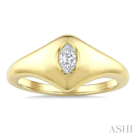 Golden Glow Marquise Shape Diamond Fashion Signet Ring
