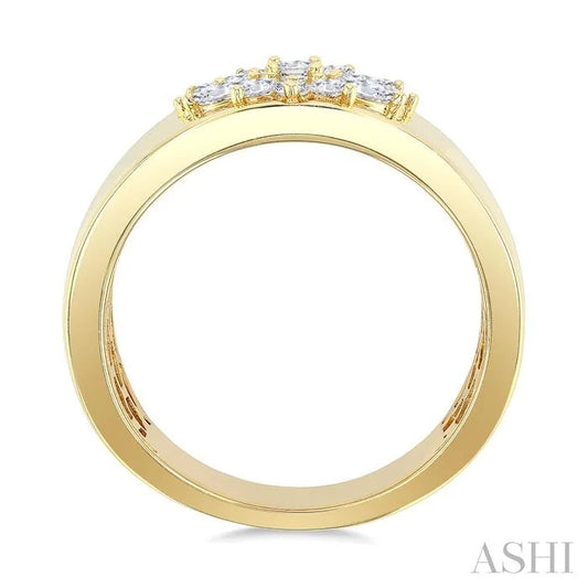 Floral Mixed Shape Diamond Wide Band