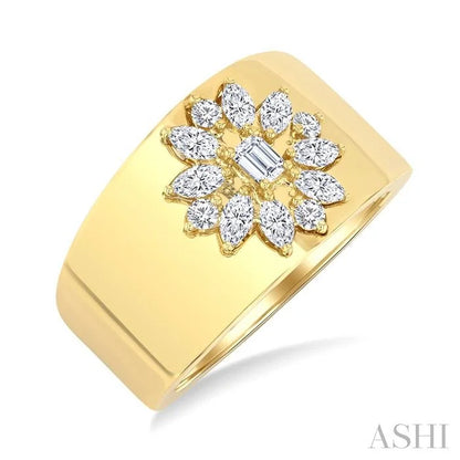 Floral Mixed Shape Diamond Wide Band