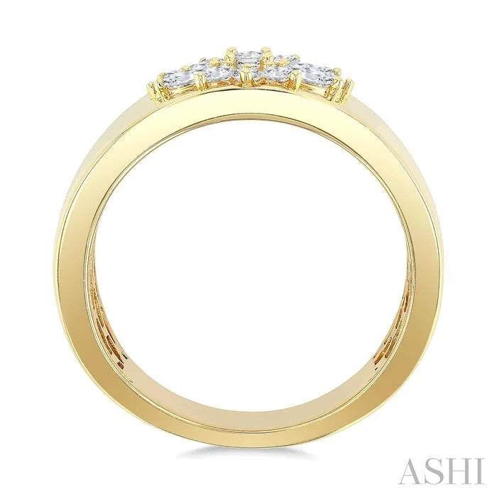 Floral Mixed Shape Diamond Wide Band