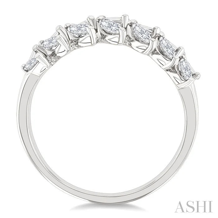 2 Row Mixed Shape Diamond Fashion Ring