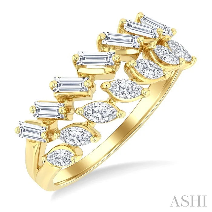 2 Row Mixed Shape Diamond Fashion Ring