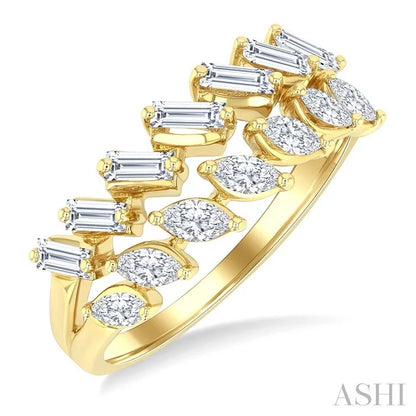 2 Row Mixed Shape Diamond Fashion Ring