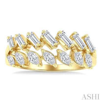 2 Row Mixed Shape Diamond Fashion Ring