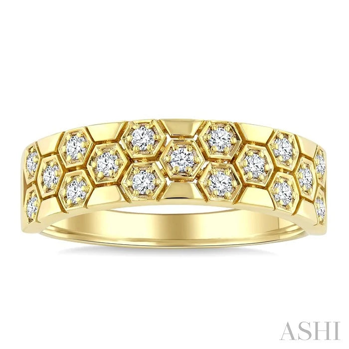 Hexagon Shape Weave Diamond Fashion Band