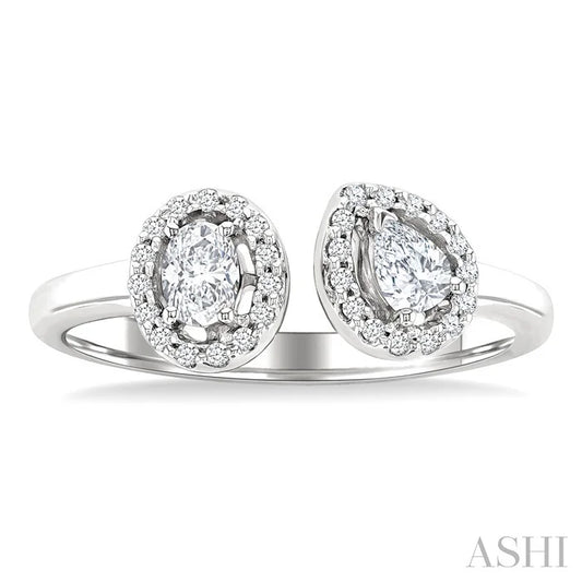 Toi Et Moi Halo Diamond Fashion Open Ring
