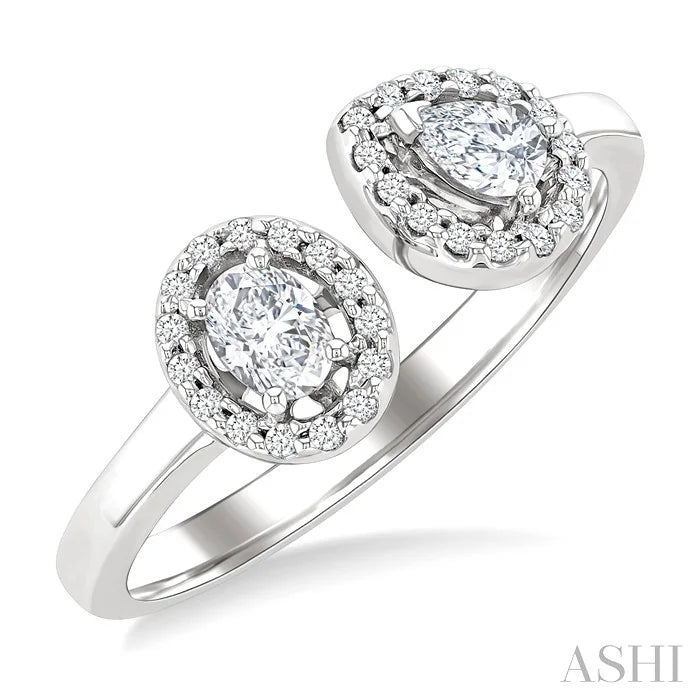 Toi Et Moi Halo Diamond Fashion Open Ring