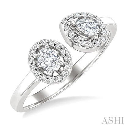 Toi Et Moi Halo Diamond Fashion Open Ring