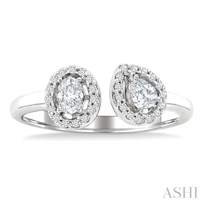 Toi Et Moi Halo Diamond Fashion Open Ring