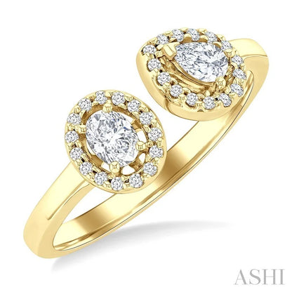 Toi Et Moi Halo Diamond Fashion Open Ring