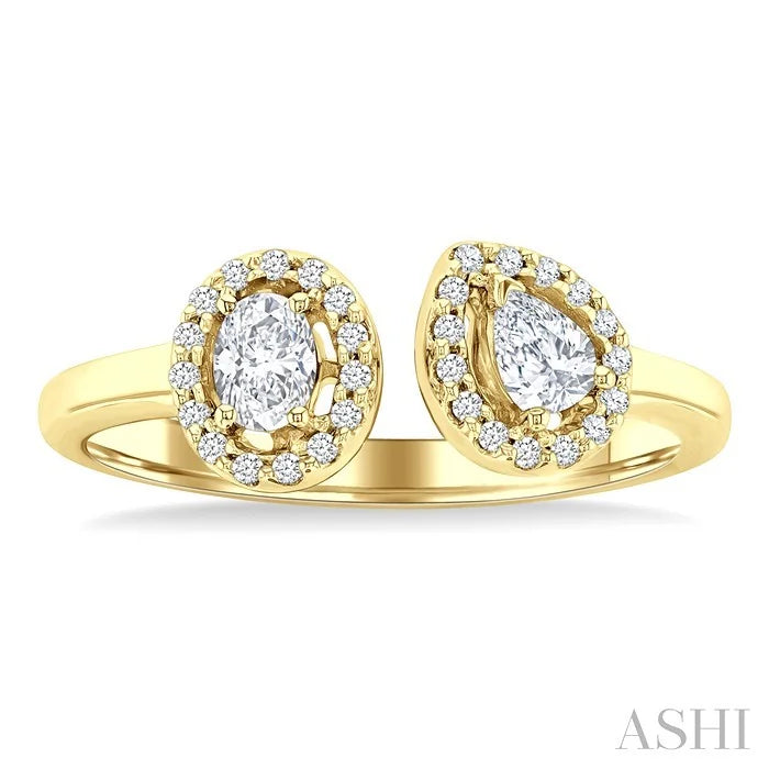 Toi Et Moi Halo Diamond Fashion Open Ring