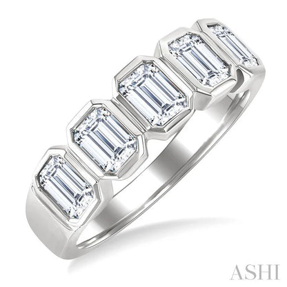 Emerald Shape Bezel Set Diamond Band