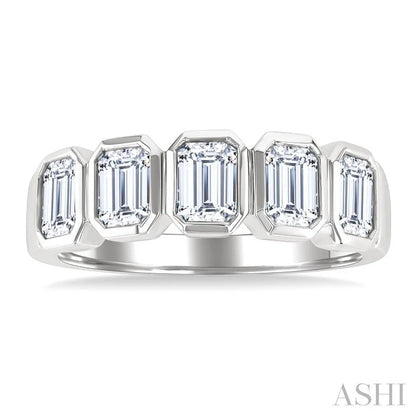 Emerald Shape Bezel Set Diamond Band