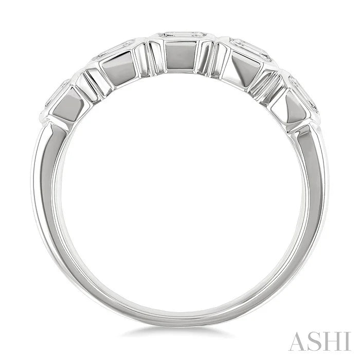 Emerald Shape Bezel Set Diamond Band