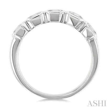 Emerald Shape Bezel Set Diamond Band