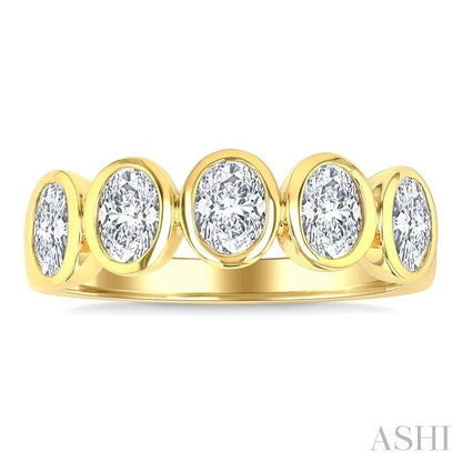 5 Stone Oval Shape Bezel Set Diamond Band