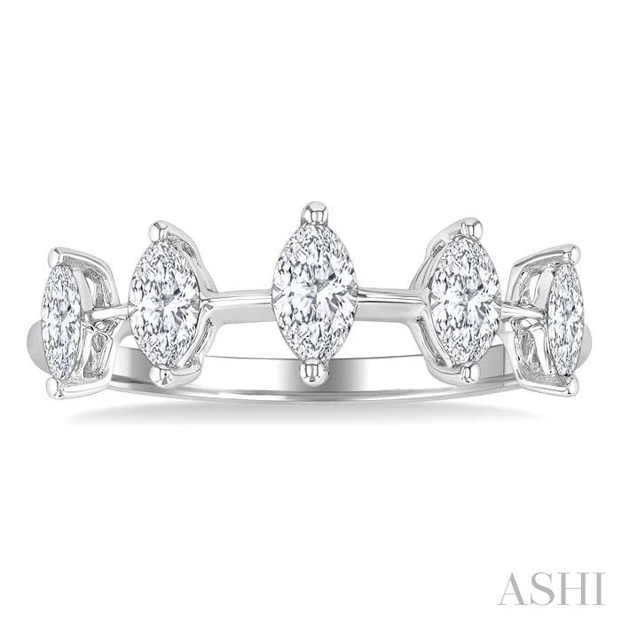 Marquise Shape 5 Stone Half Eternity Diamond Fashion Band