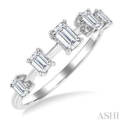 Emerald Shape 5 Stone Half Eternity Diamond Fashion Band