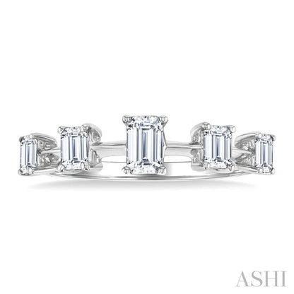 Emerald Shape 5 Stone Half Eternity Diamond Fashion Band